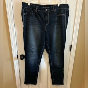 Maurice’s, plus size 20W, skinny jeans, dark wash, stretch material, comfortable